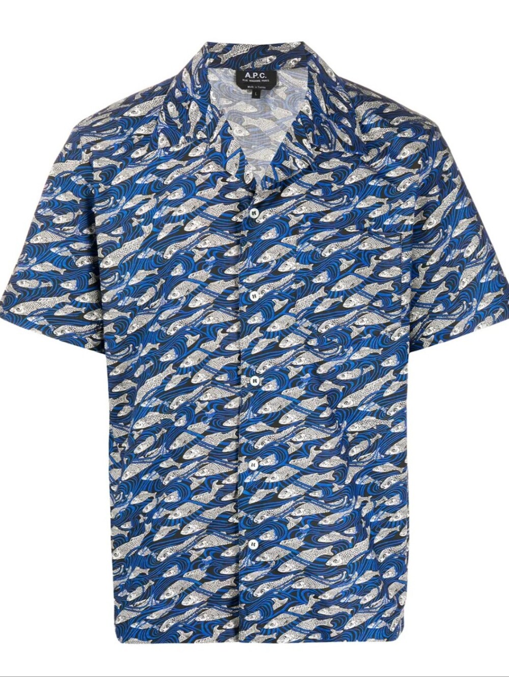 A.P.C. Chemisette David Shirt In Blue Fish Print